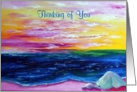 Thinking of You, Pink Beach at Sunset Humor card