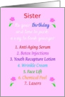 Sister, Happy Birthday, Beautiful Choices, Humor card