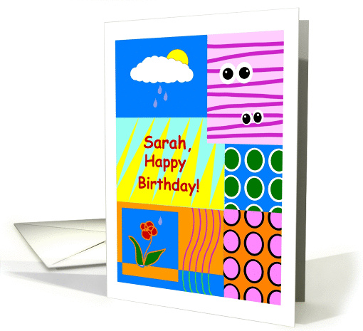 Sarah, Happy Birthday, Cute Collage, Youthful card (1027863)