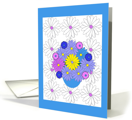 Digital Art, Gerber Daisy and Pansies, blank card (1035241)