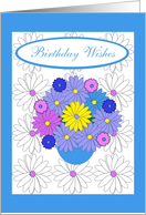 Birthday Wishes, Gerber Daisies and Pansies card