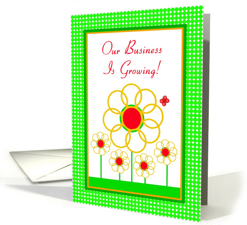 Invite, Open House, Our Business is Growing, Marigold Garden card