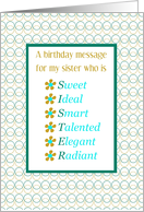 Big Sister, Happy Birthday, Acrostic Flowery Compliments card