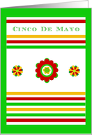 Happy 1st Cinco de Mayo! Mexican Floral and Stripe Design card