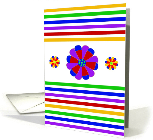 Note Card, Flowers and Stripes, blank inside card (1054021)