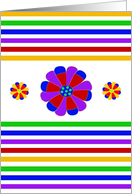 Happy Birthday Flowers and Rainbow Stripes card