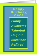 from Son to Dad, Happy Birthday, Dad! Compliments Acrostic card