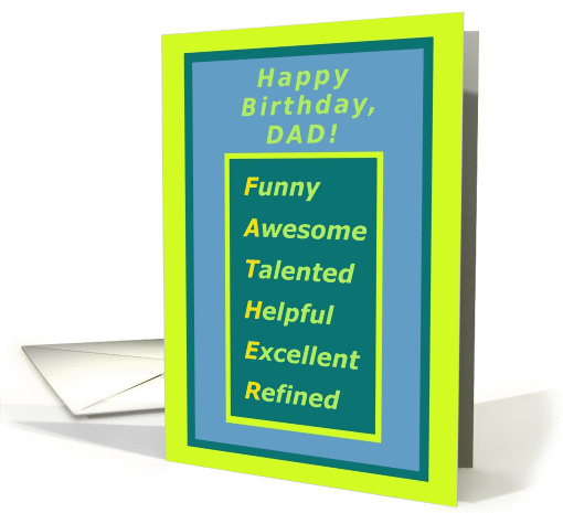 from All of Us to Dad, Happy Birthday, Dad! Compliments Acrostic card
