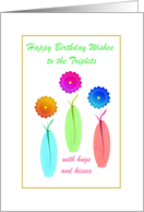 To My Sister Triplets, Happy Birthday, With Hugs and Kisses card