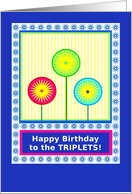 To Girl Triplets, Happy Birthday, Sunny Day Lollipops card
