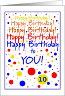Happy Birthday 10 year old card