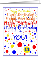 Happy Birthday, 11 year old card