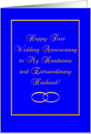 First Wedding Anniversary, Wife to Husband card