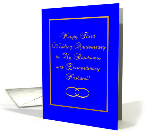 Third Wedding Anniversary-Wife to Husband card (504342)