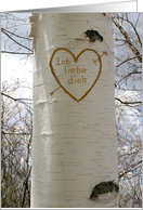 Ich Liebe Dieh ,German Romantic Love, I Love You Birch Tree card