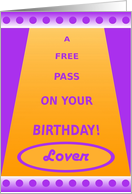 Lover-Adult, Birthday Pass-Funny Haha card