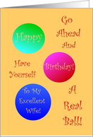 To Excellent Wife, Happy Birthday, Have A Ball! card