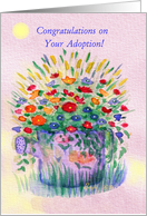 Adoption Congrats, Sprinkler Full of Flowers card