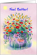 Under the Weather ,Feel Better, Sprinkler Can of Flowers card