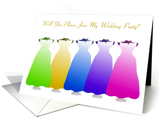 Bridesmaid Invitation - Rainbow Dresses card (582837)