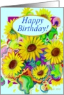 Humor, Happy Birthday, Bunch of Sunflowers card