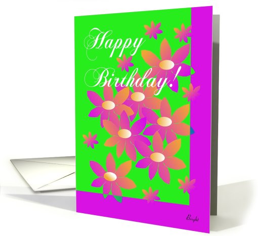 Happy Birthday! Pink and Green Posies card (590955)