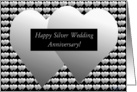 Silver Wedding Anniversary, Two Silver Hearts and Offspring card