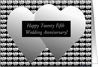 Twenty FIfth Wedding Anniversary, Two Silver Hearts and Offspring card