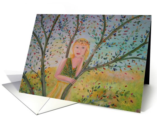 Happy Half Birthday! Girl Up A Tree-Whimsical card (599807)