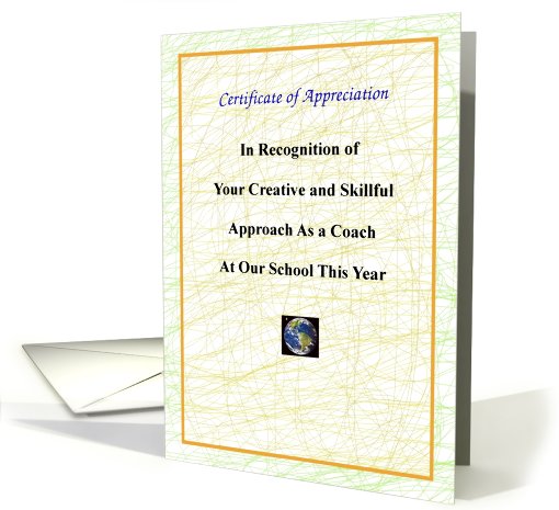 Coach, Thank You,Certificate of Appreciation card (607915)