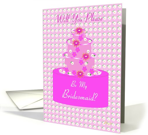 Bridesmaid, Wedding Party Invitation, Floral Cake card (607925)