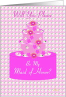 Maid of Honor, Wedding Party Invitation, Floral Cake card