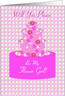 Flower Girl, Wedding Party Invitation, Floral Cake card