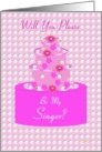 Singer, Wedding Party Invitation, Floral Cake card