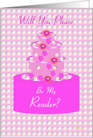 Reader, Wedding Party Invitation, Floral Cake card