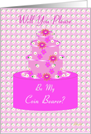 Coin Bearer, Wedding Party Invitation, Floral Cake card
