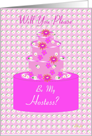 Hostess, Wedding Party Invitation, Floral Cake card