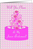 Junior Bridesmaid, Wedding Party Invitation, Floral Cake card