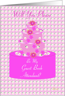 Guest Book Attendant, Wedding Party Invitation, Floral Cake card