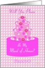 Aunt, Maid of Honor, Wedding Party Invitation, Floral Cake card