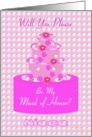 Niece, Maid of Honor, Wedding Party Invitation, Floral Cake card