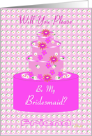 Friend, Bridesmaid, Wedding Party Invitation, Floral Cake card