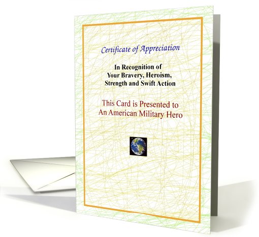 Military Hero, Thank You, Certificate of Appreciation card (608287)