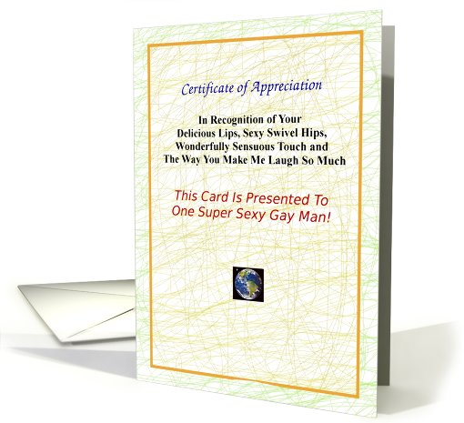 Sexy, Adult, Gay Man, Certificate of Appreciation card (608596)