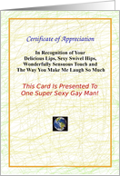 Sexy, Adult, Gay Man, Certificate of Appreciation card