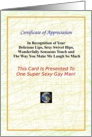 Sexy, Adult, Gay Man, Certificate of Appreciation card