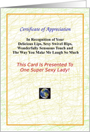 Sexy, Adult,Thank You, Certificate of Appreciation card