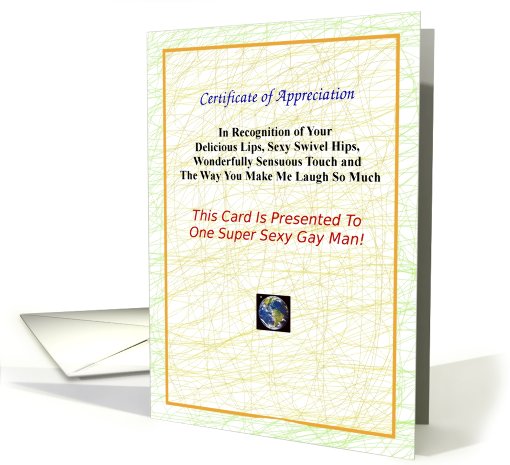 Sexy, Adult, Gay,Thank You, Certificate of Appreciation card (608616)