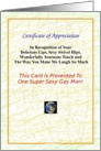 Sexy, Adult, Gay,Thank You, Certificate of Appreciation card