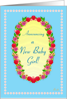 Announcing A New Baby Girl! Garden Oval card